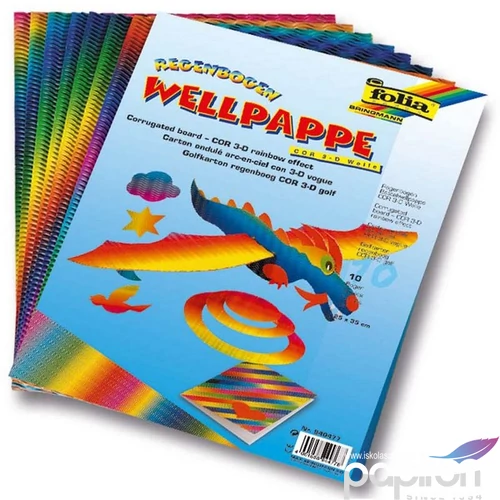 Hullámpapír Folia'25 3d 25x35cm 10ív szivárvány 