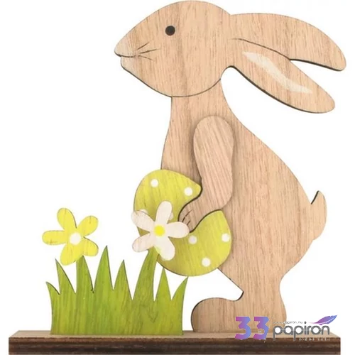 Húsvéti dekor fa nyuszi tojással 13cm