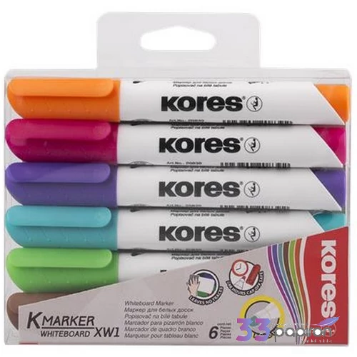 Tábla- flipchart marker Kores K-Marker 1-3mm kerek hegyű 6színű szett Írószerek KORES 20802