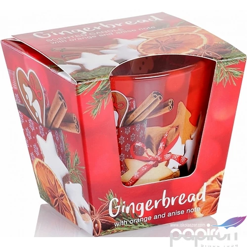 Gyertya üvegben illatos 24' 1 Gingerbread Scented Candle 115g Bartek candles illatos gyertya