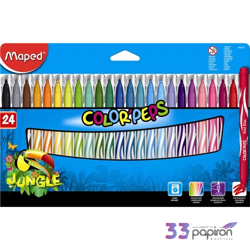 Filckészlet 24 Maped ColorPeps Jungle 2,8mm kimosható 24színű készlet Írószerek MAPED 845422