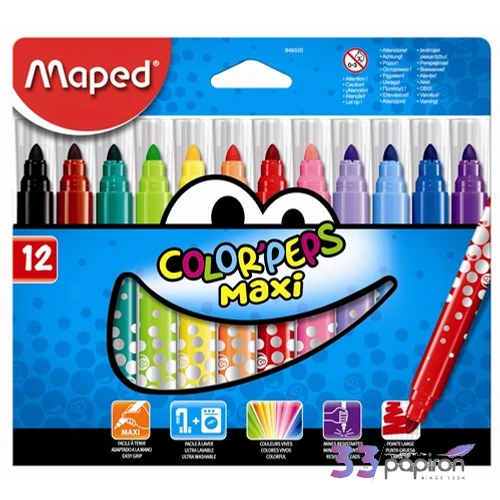 Filckészlet 12 Maped ColorPeps Jumbo 1-5mm-es kimosható 12színű készlet Írószerek MAPED 846020