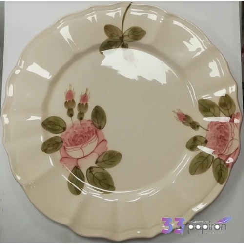 Kerámia romantik rózsás lapostányér kézzel festett porcelán