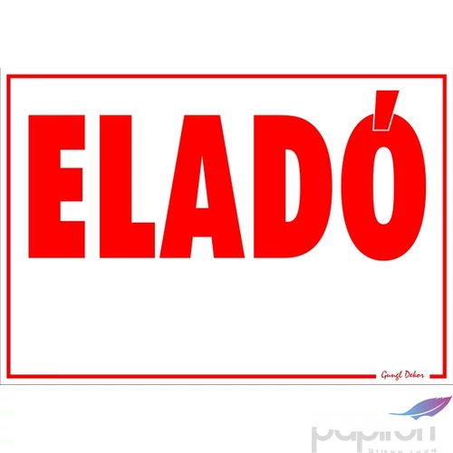 Információs tábla 19,5 x 9 cm Eladó Időjárásálló, habosított PVC