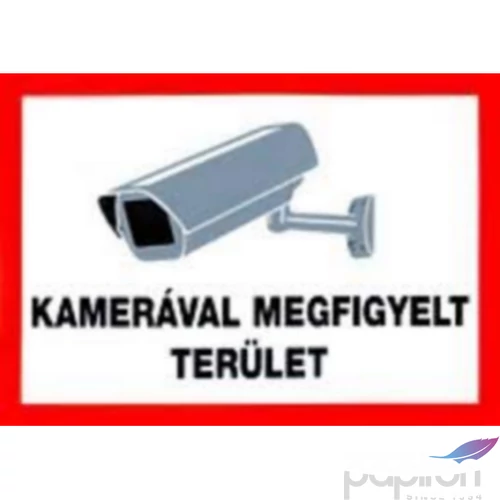 Információs tábla 19,5 x 9 cm Kamerával megfigyelt terület! Időjárásálló, habosított PVC