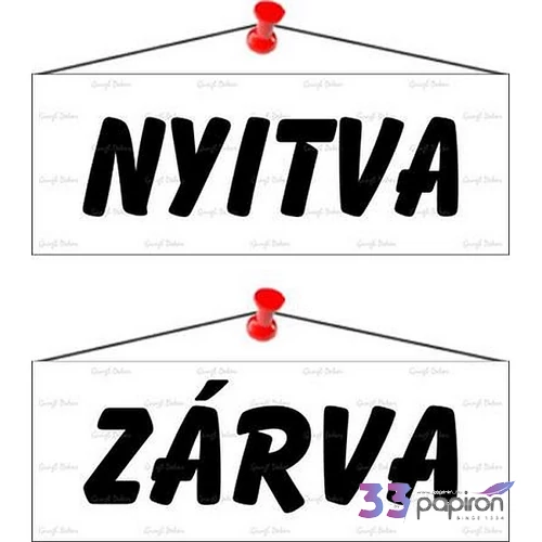 Információs tábla 22x8 5cm kétoldalas Nyitva/Zárva