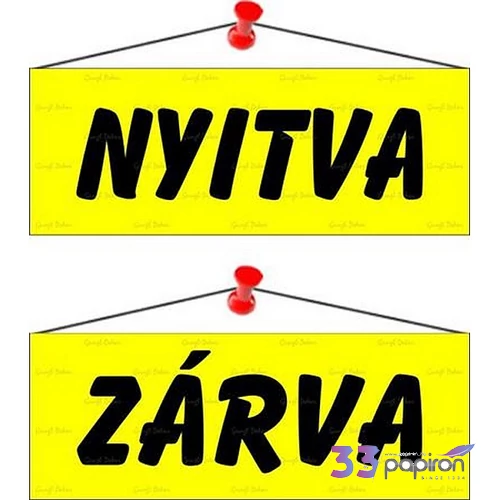 Információs tábla 22x8 5cm kétoldalas Nyitva/Zárva