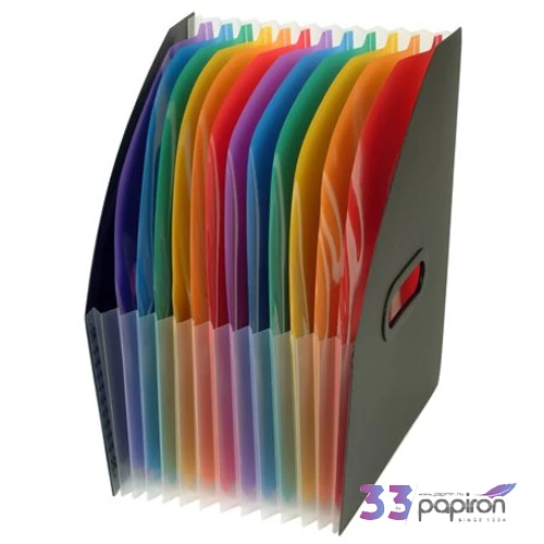 Iratpapucs műanyag VIQUEL Rainbow Class 12részes színregiszteres Iratrendezés VIQUEL 011167-05