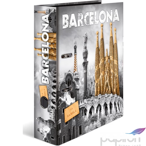 Iratrendező 70mm Herma Cities A4-es emelőkaros kihúzólyukkal ellátott Városok/Barcelona mintával 7177