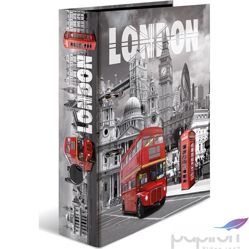 Iratrendező 70mm Herma Cities A4-es emelőkaros kihúzólyukkal ellátott Városok/London mintával 7172