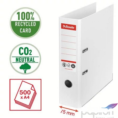 Iratrendező 75mm Esselte A4, Co2-semleges, élvédő sínnel, Iratrendezés, archiválás