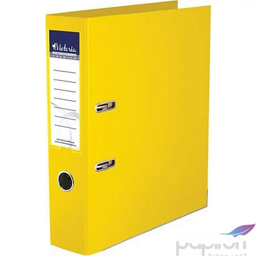 Iratrendező 75mm A4 Victoria Premium élvédős PP/PP műanyag sárga Iratrendezés Victoria