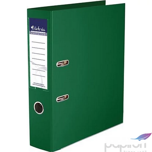 Iratrendező 75mm A4 Victoria Premium élvédős PP/PP műanyag zöld Iratrendezés Victoria