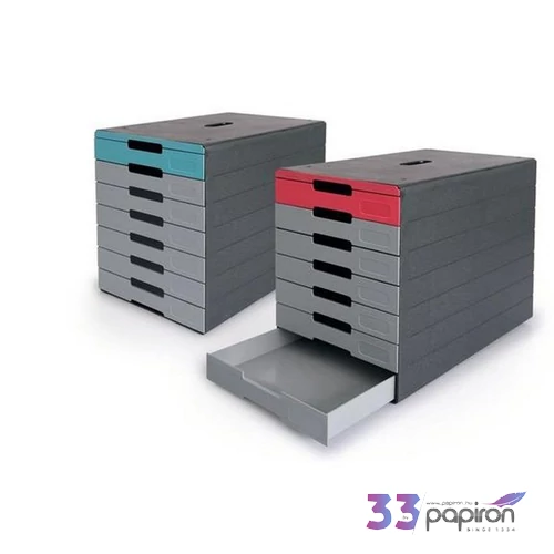 Irattároló műanyag 8 fiókos DURABLE Idealbox pro 7 piros