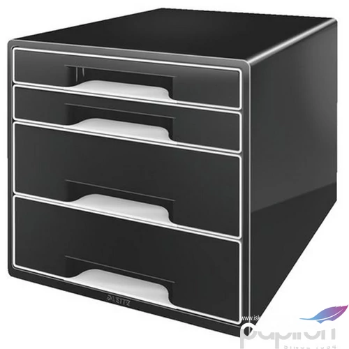 IrattároLó műanyag Leitz 4 fiókos Cube, fekete E52520094