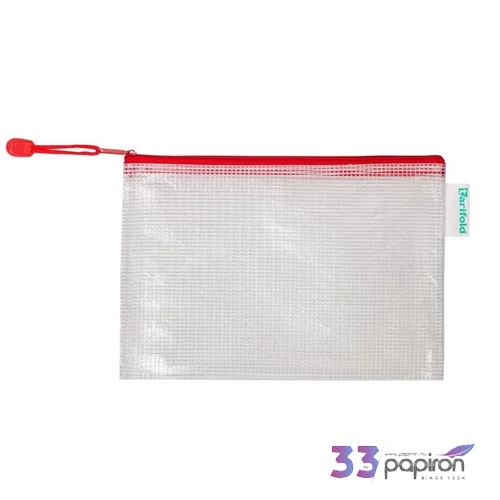 Irattartó tasak A5 djois Cipzáras PVC, hálós, 220x150 mm, piros 
