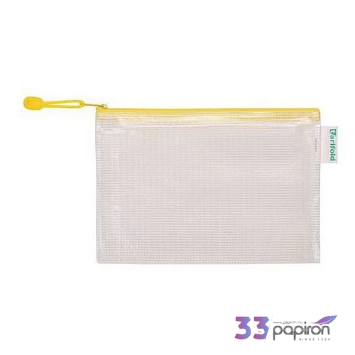 Irattartó tasak A5 djois Cipzáras PVC, hálós, 220x150 mm, sárga 
