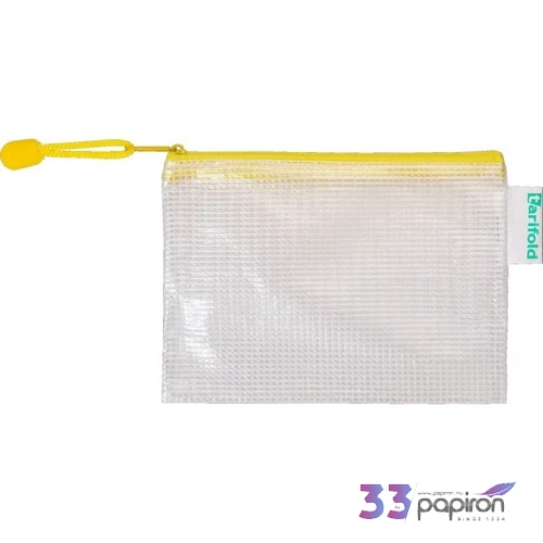 Irattartó tasak A6 djois Cipzáras PVC, hálós, 160x110 mm, sárga 