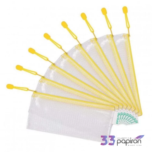Irattartó tasak DL djois Cipzáras csekk, PVC, hálós, 250x130 mm sárga