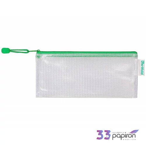 Irattartó tasak DL djois Cipzáras csekk, PVC, hálós, 250x130 mm zöld