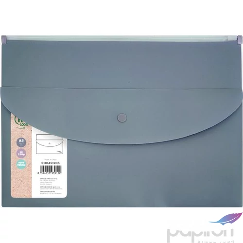 Irattartó tasak ReLeaf A5 PP SoftTouch szürke 25x17cm cipzárral és patenttal