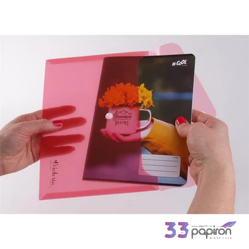 Irattartó tasak Victoria Offic A5, PP, patentos, piros