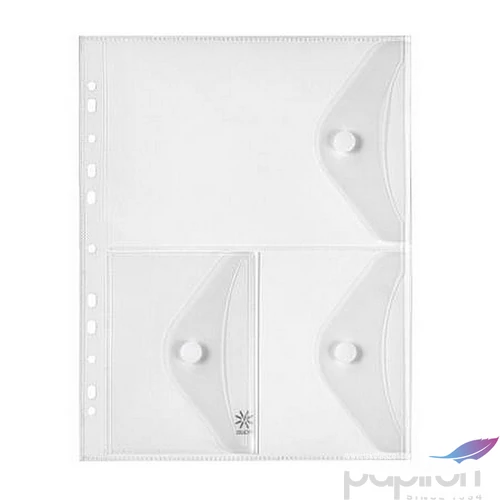 Irattartó tasak Viquel A4, PP, patentos, 3 rekeszes, Pockets áttetsző