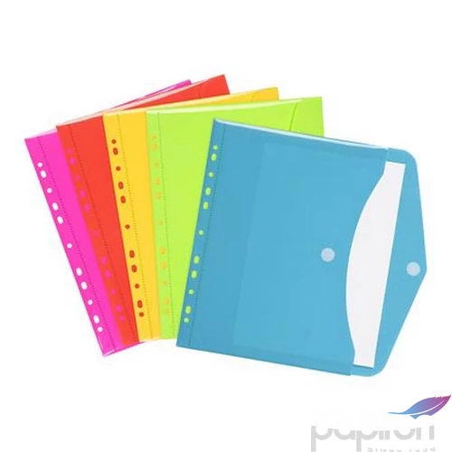 Irattartó tasak Viquel A4, PP, patentos, Happy Fluo, vegyes 