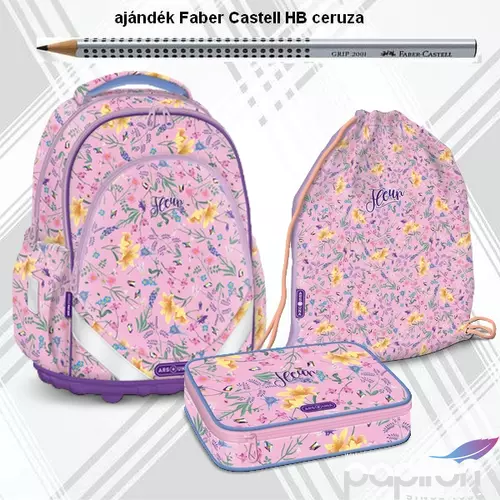 Iskolatáska szett Ars Una 24 Fleur táska, tolltartó, tornazsák 