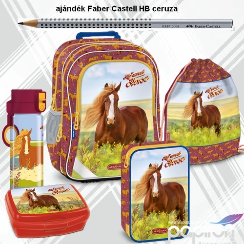 Iskolatáska szett Ars Una 24 My Sweet Horse táska, tolltartó, tornazs kulacs, uzsonnásdoboz