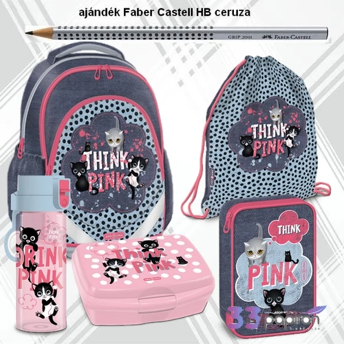 Iskolatáska szett Ars Una 24 Think Pink cica anatómiai ceruzával