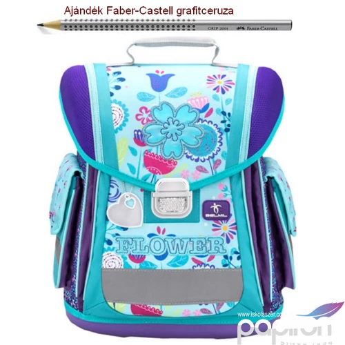 Iskolatáska Belmil ergonómikus 21' Sporty Flower Mania 404-5 38x32x21cm kb. 22l - 950-1000g