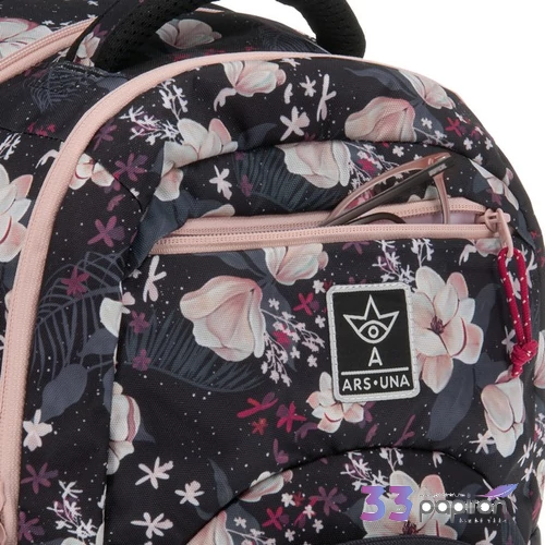 Ars Una 24 Flowery Black iskolatáska első zsebbel