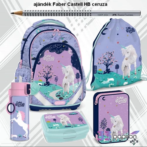 Iskolatáska szett Ars Una 25 Cute Animal Unicorn + HB ceruza