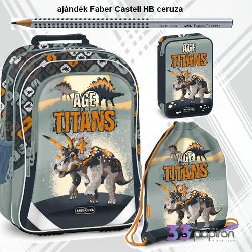 Iskolatáska szett Ars Una 23 Age of the Titans dínó