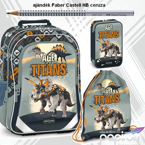 Iskolatáska szett Ars Una 23 Age of the Titans dínó hátizsák, tornazsák, tolltartó
