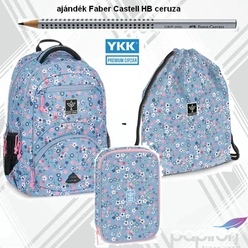 Iskolatáska szett Ars Una 24 iskolatáska, tolltartó, tornazsák Pearl Blossom Blue