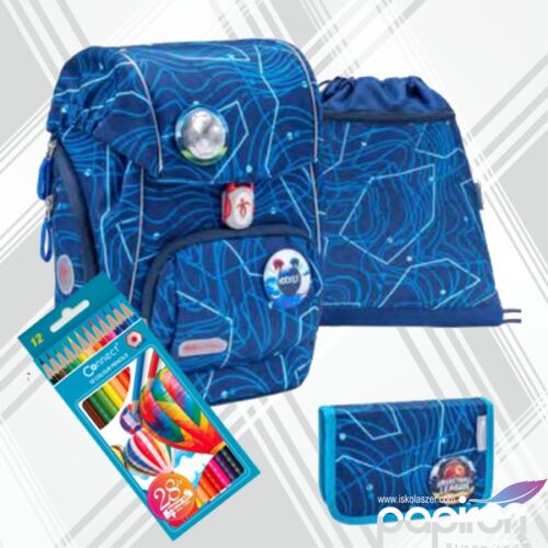 Iskolatáska szett Belmil 22' Comfy Abstract Neon Blue 405-73 táska,tolltartó,tornazsák