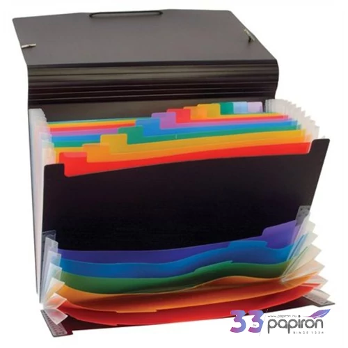 Harmonika mappa VIQUEL Rainbow Class 12+6 rekeszes PP fekete VIQUEL 110687-05