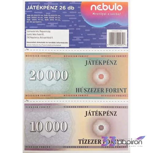 Játékpénz Nebulo 0 iskolaszezonos termék