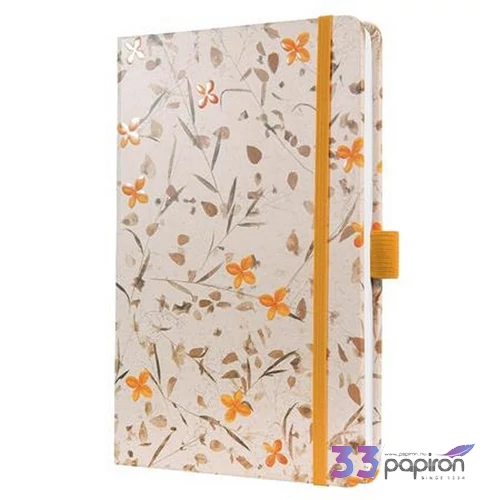 Jegyzetfüzet Sigel exkluzív, 135x203 mm, vonalas, 87 lap keményfedeles, Jolie Bloom Orange