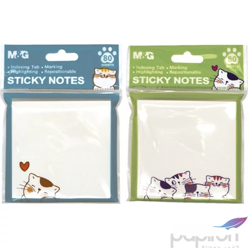 Jegyzettömb öntapadós 76x76mm Cats 80 lapos
