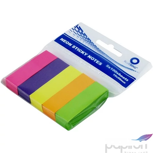 Jelölőcimke 15x50mm Bluering vegyes színű jelölő csík, 5x100lap