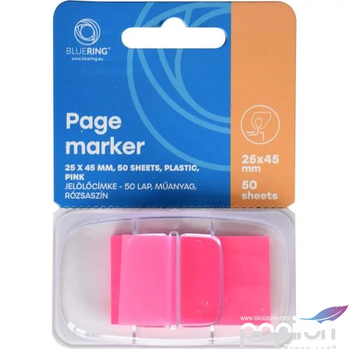 Jelölőcimke 25x45mm pink műanyag 50 lap