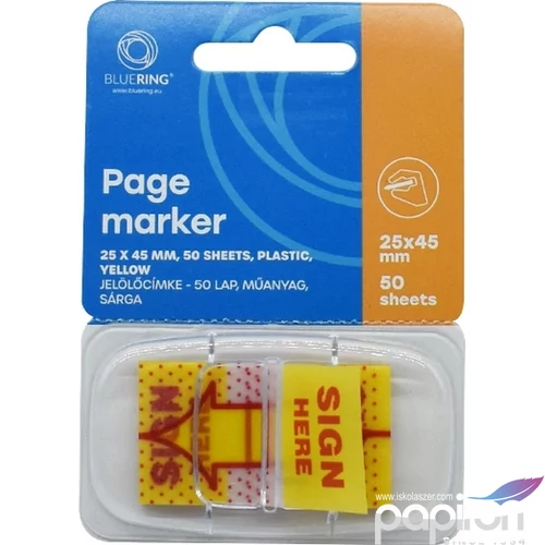 Jelölőcimke 25x45mm aláírás ikon sárga 50 lap