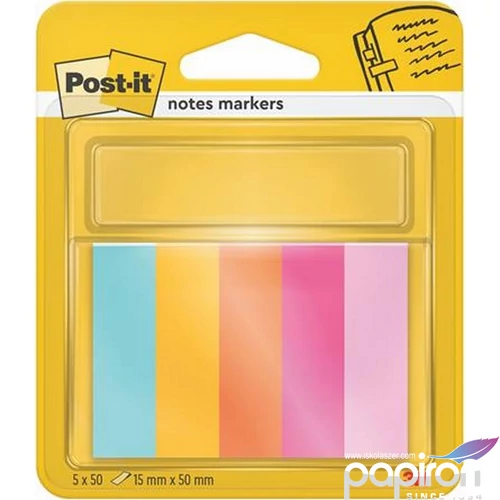 Jelölőcímke 3M Postit papír, 5x50 lap, 15x50 mm, Beachside 