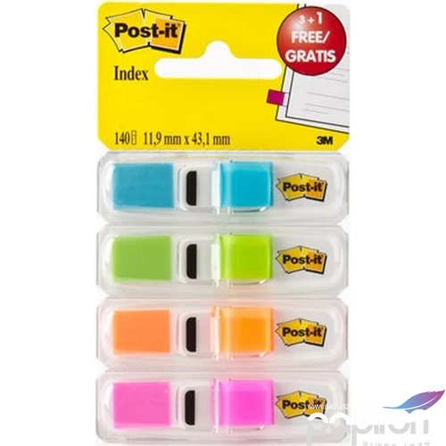 Jelölőcímke 3M/Posti-it adagolóval, 4x35lap 12x43mm vegyes LP6834ABX