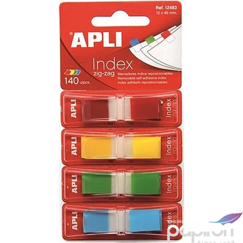 Jelölőcímke Apli 12x45mm műanyag 4x35lap, 4 szín Irodai kiegészítők