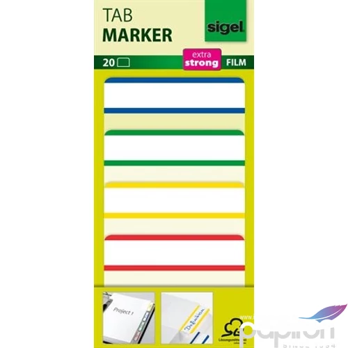 Jelölőcímke Sigel 50x38mm fehér szélű erősített 4x5db, v.szín Irodai kiegészítők