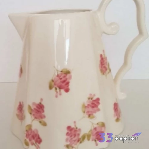 Kancsó kerámia rózsás kézzel festett-2,5l
